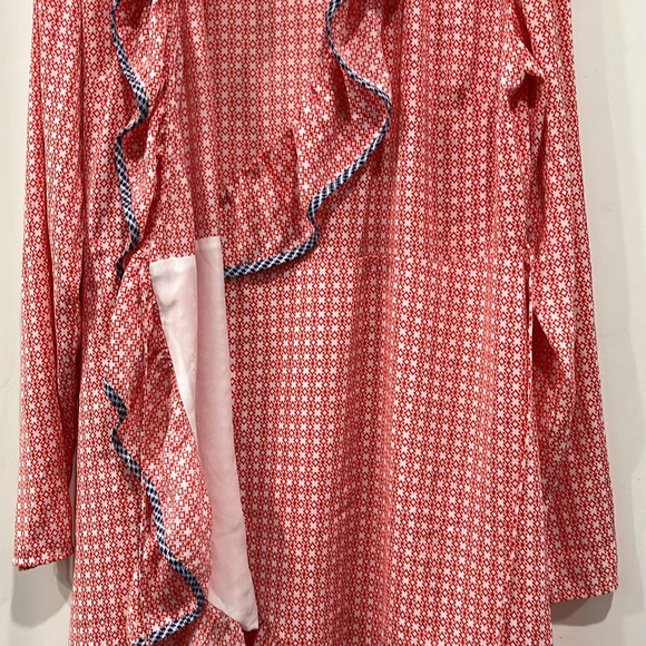 Anthropology The Fifth Label Long Sleeve Wrap Up Dress Red White Blue Geo M - Picture 9 of 12
